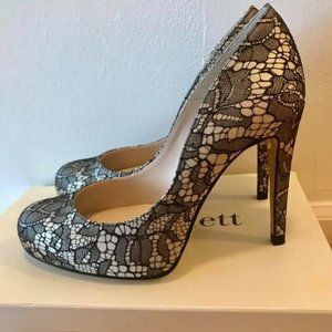 LK Bennett Satin Lace Pumps 7.5